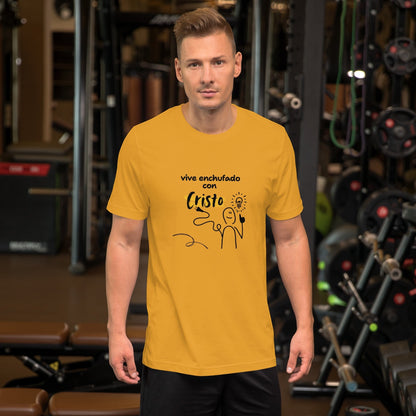 Crown & Cross Co men's yellow 100% cotton t-shirt with